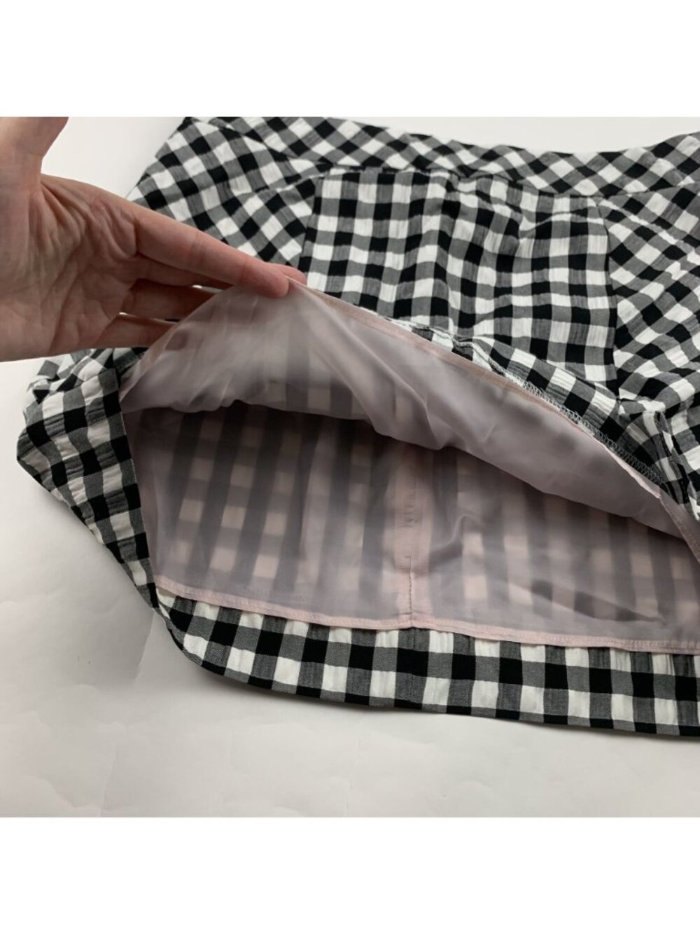 Topshop Black White Gingham Checkered Mini Skirt 8 - Picture 3 of 7